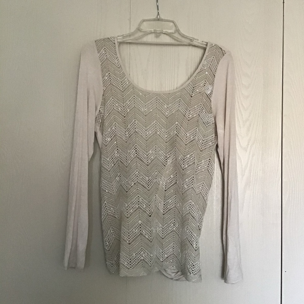 Daytrip Cream Lace Chevron Long Sleeve Top